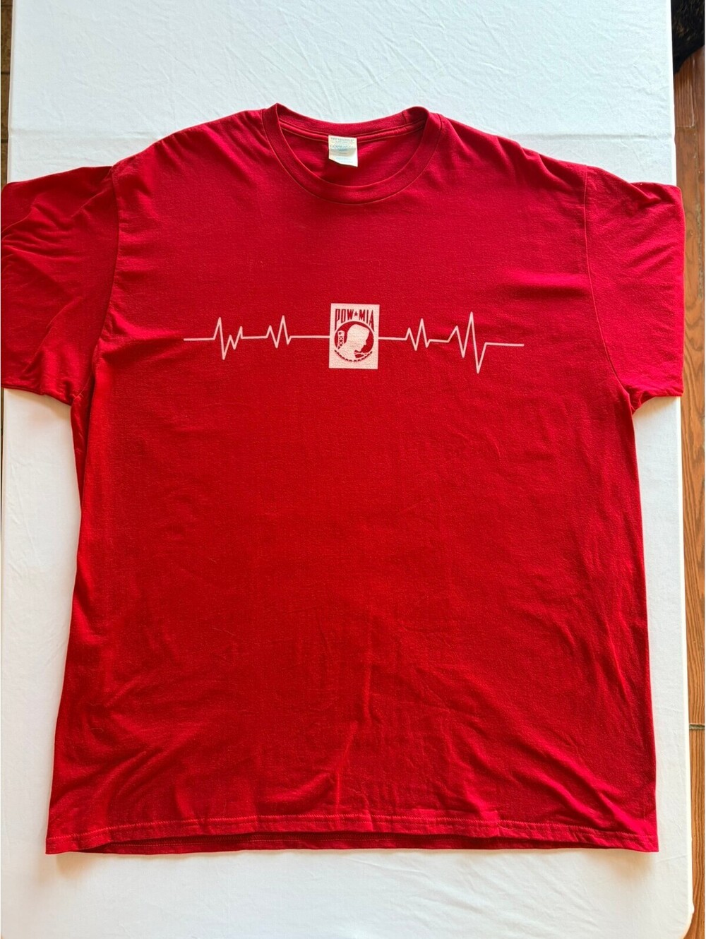 Port & Company POW MIA Heartbeat Graphic T-Shirt Men’s 2XL Red